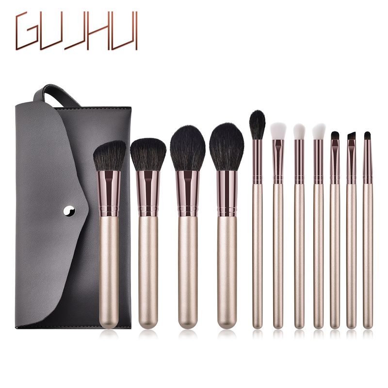 11 Stück Make-up-Pinsel, Make-up-Werkzeuge, lose Puderpinsel, Lidschattenpinsel, Pistolenfarbe mit Tasche, Yuncai-Set, GUJHUI_voghion.com