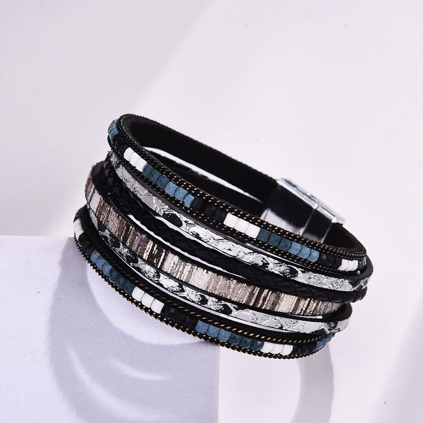 Magnetische leren armband in Boheemse stijl, veelzijdig voor dames, meerlaags gewikkeld sieradenhandkoord_voghion.com