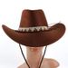 Fabrikant groothandel herfst en winter outdoor winddichte zonnescherm casual hoed western cowboyhoed gebogen rand grote rand hoed imitatie suède hoed_voghion.com