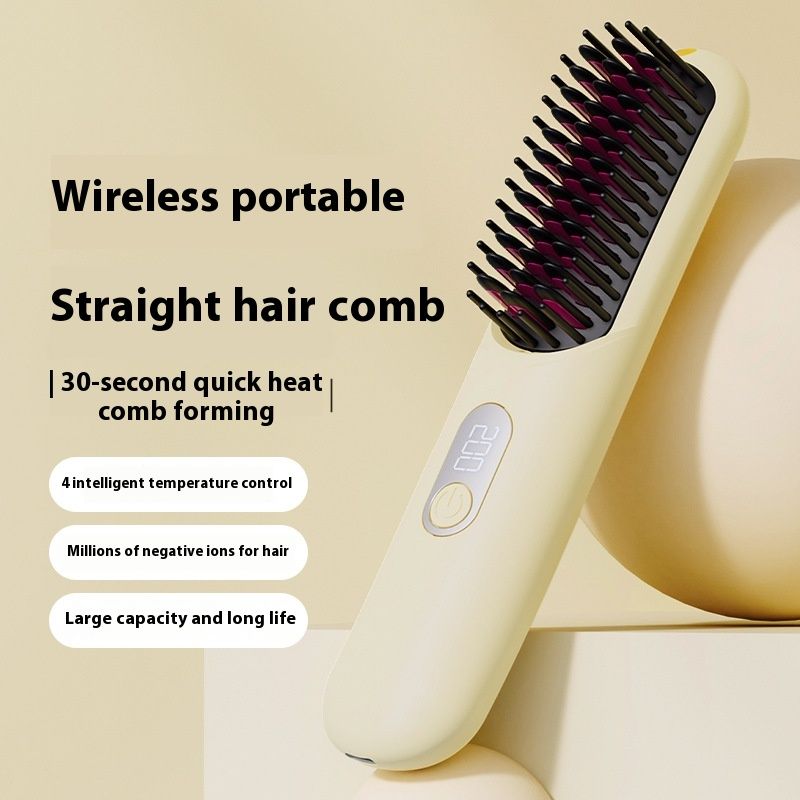 Trådløs, doven, lige kam, hårpleje med negative ioner uden at skade håret, bærbar, opladende styling-gaveæske_voghion.com
