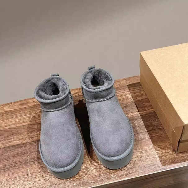 Stivali da neve da donna in pelliccia di pecora e pelliccia integrati, caldi e corti, modello 202, con fondo lungo e spesso._voghion.com