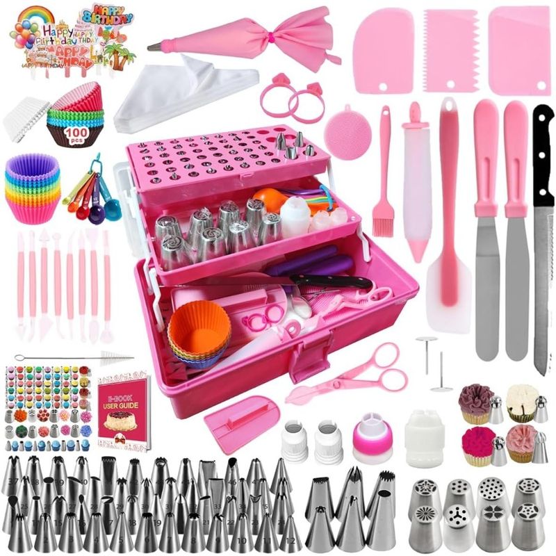 359PCs Cake Drating Baking Supplies Kit Baking Set With 66 Piping Tips Icing Bags And Tips Set For Beginners Baking Tools Cupca_voghion.com
