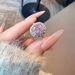 Bague en argent sterling S925 avec diamant rose en forme d'œuf de pigeon pour femme, pierre précieuse haut de gamme et légère, design original, index_voghion.com