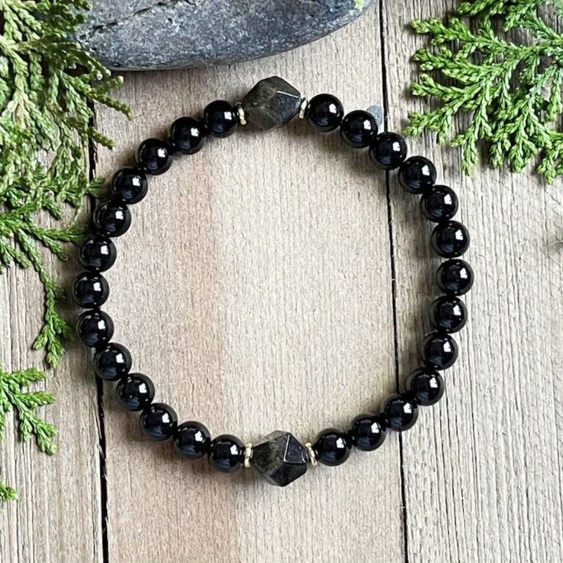 Obsidian Rhombus Faceted Bracelet_voghion.com