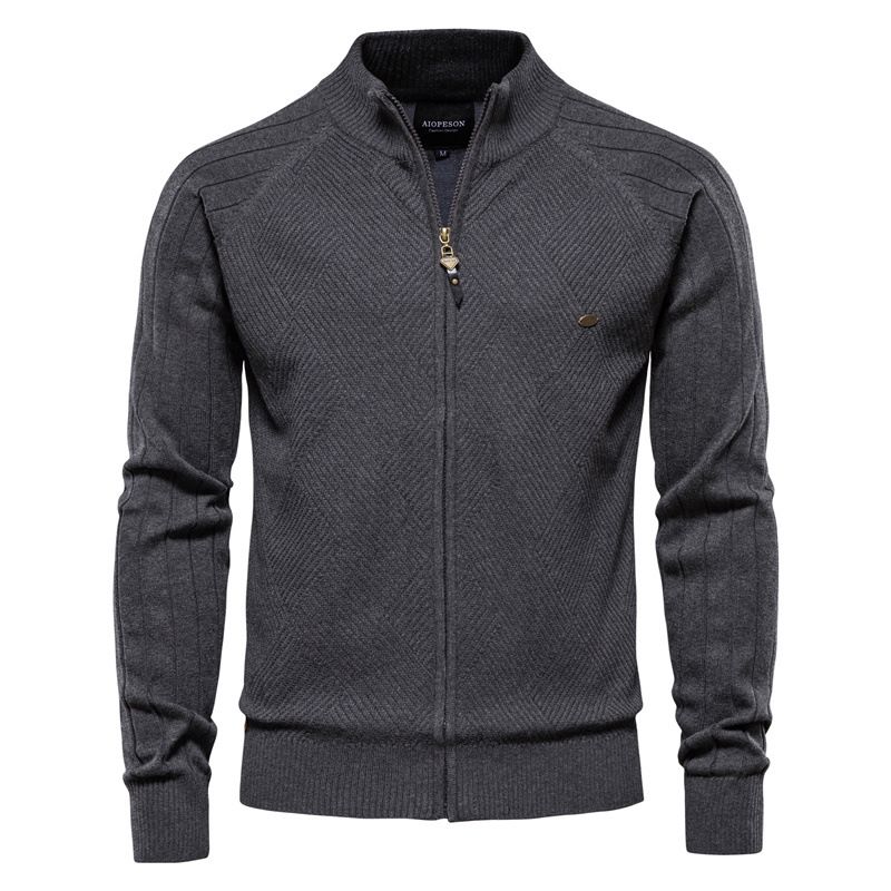 AIOPESON Argyle Einfarbig Strickjacke Männer Casual Qualität Zipper Baumwolle Winter Herren Pullover Mode Grundlegende Strickjacken für Männer_voghion.com