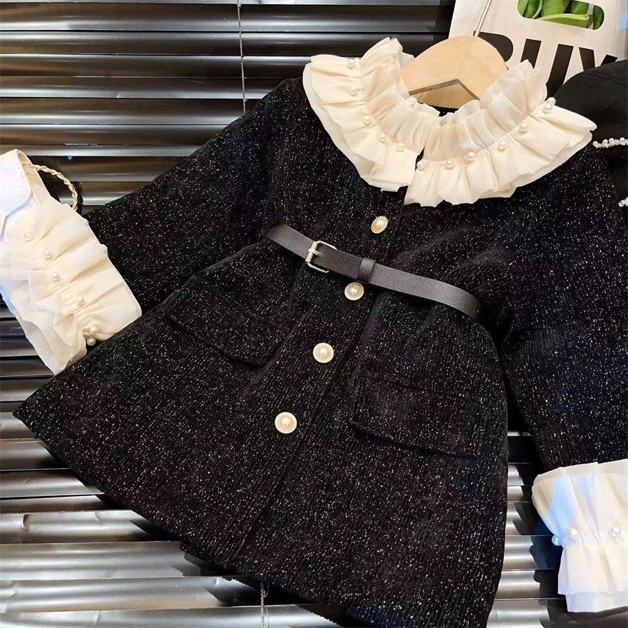 Kinderkleidung Neue Ankunft Mädchen Rock 2025 Neue Herbst Und Winter Lange Ärmeln Temperament Weibliche Baby Modische Prinzessin Gürtel Kleid_voghion.com