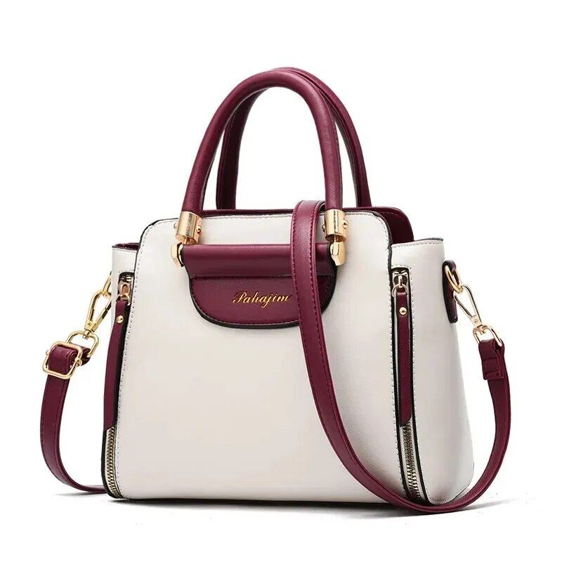 Fashion Color Contrast Handbag, ing Striped Crossbody Bag, Women's Elegant Office & Work Purse_voghion.com