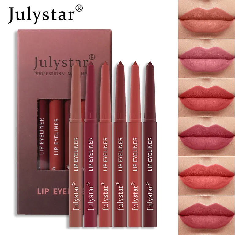 Lip waterproof lipstick pen pink matte lip gloss rotary lipliner set beauty makeup_voghion.com