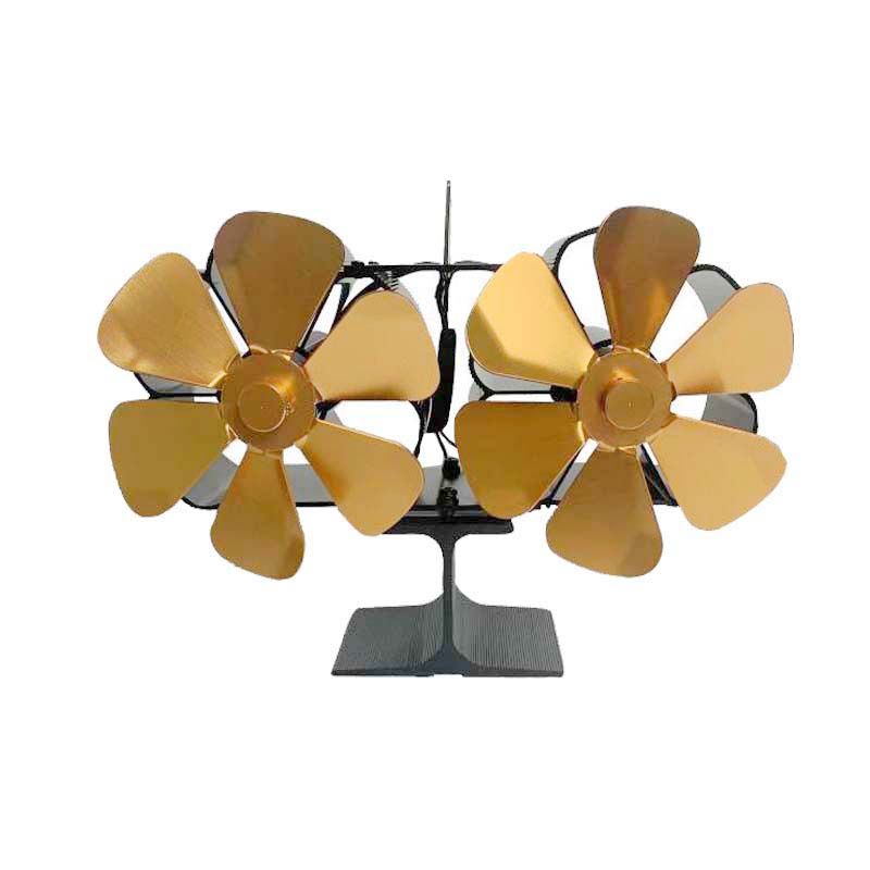 Double-headed flower small I-shaped fireplace fan, heat energy rotation, can be environmentally friendly and does not consume electricity_voghion.com