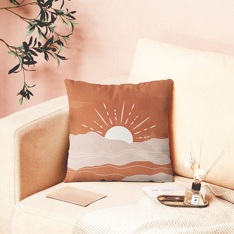 Taie d'oreiller en peluche courte super douce et transfrontalière Sunrise Peak imprimée, housse de coussin de canapé imprimée, cadeau_voghion.com