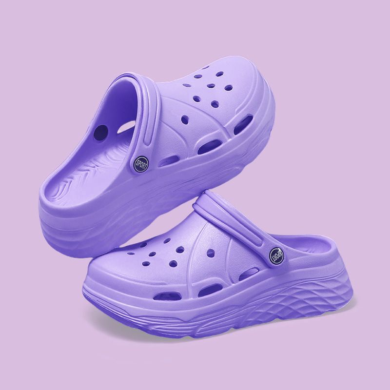 Unisex Shoes Thick Soled Slippers Hole Shoes Heightcreasing Shoes Fashionable Eva Beach Shoes DIY Cloud Sandals_voghion.com