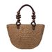 Borsa a mano in paglia tailandese intrecciata con perline di legno, grande capacità, borsa da viaggio estiva in rattan, da spiaggia e da vacanza sottobraccio_voghion.com