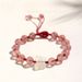 Natural Crystal Strawberry Crystal Bracelet Hand-woven Red Rope Red Glue Flower Chalcedony Butterfly Wang Marriage Bracelet_voghion.com