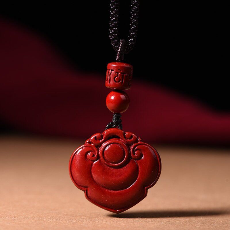 Natural Vermilion Purple Gold Sand Ruyi Lock for Men and Women's Birth Year Pendant Safety Amulet Live Broadcast_voghion.com