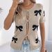 2025 Spring Summer Casual Sexy Color Block Bow Tie Knit Vacation Cardigan Women's Fashion_voghion.com