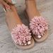 Naiste kingad suvised uued suures suuruses ühes tükis sandaalid ümmarguse ninaga Mugavad rannajalatsid Lillega lameda põhjaga naiste sandaalid armsad roosad_voghion.com