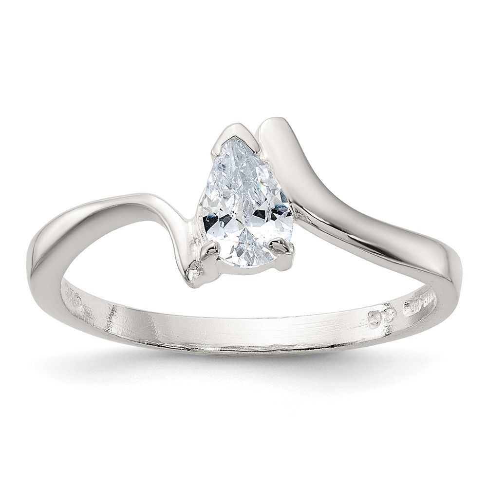 Sterling Silver Pear Shaped CZ Ring_voghion.com