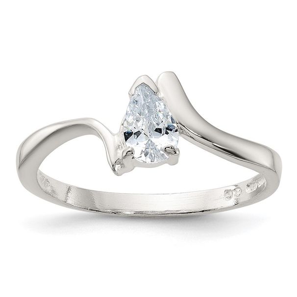 Sterling Silver Pear Shaped CZ Ring_voghion.com