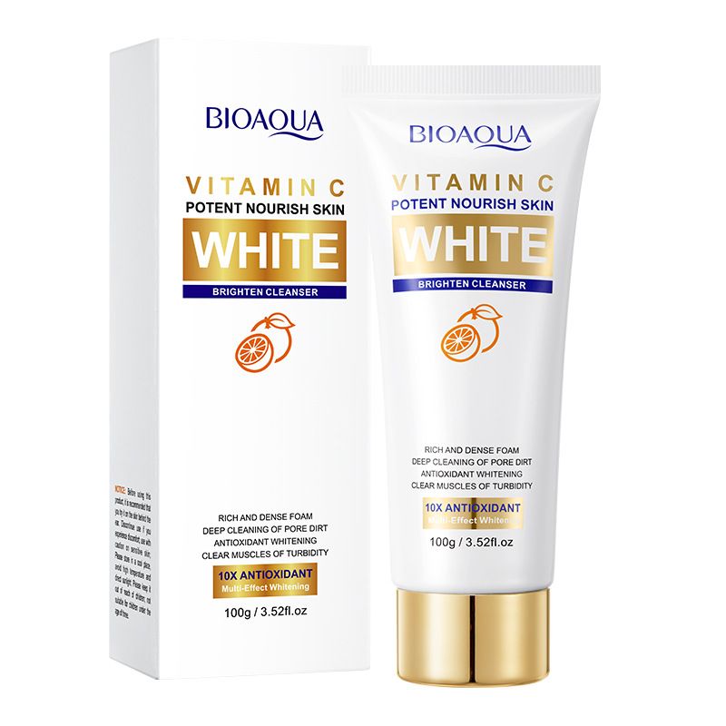 BIOAOUA Vitamina C sbiancante e illuminante per il viso, controllo dell'olio di latte, pulizia profonda_voghion.com