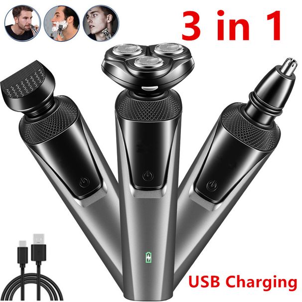 4D Herren Elektrorasierer Rasierapparat Rotationsbart USB Wiederaufladbarer Trimmer Kabellos_voghion.com
