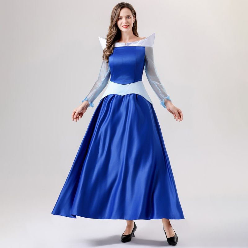 Ny voksen kvinnelig eventyr Tornerose prinsessekjole cosplay kostyme dameklær_voghion.com