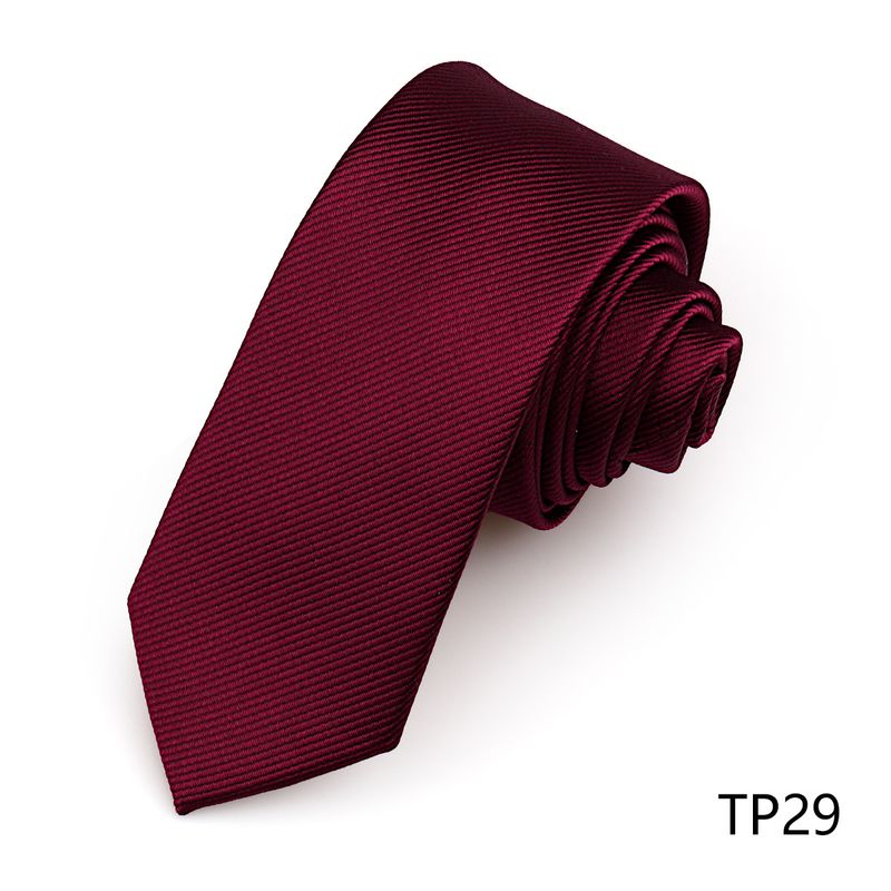 Superior business tie Men's pure black red White stripe waterproof 6cm polyester hand tie_voghion.com