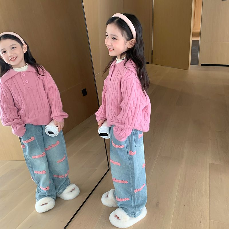 Suéter de punto para niñas, vestido de otoño, nuevo abrigo coreano para niñas pequeñas y medianas_voghion.com