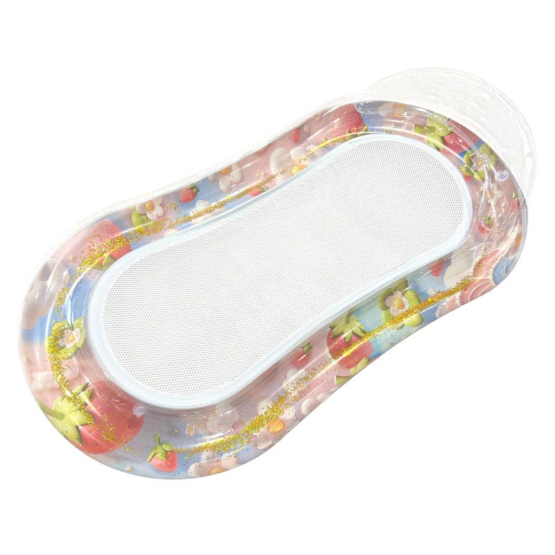 Eco-Friendly PVC Inflatable Lounge Chair With Glitter Mesh & Pillow - Single Person Floating Bed For Pool & Beach (150cm Quick-Dry Portable Design)​​_voghion.com