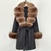 Women's Clothing Luxury Women's Double-Faced Wool Coat With Fox Fur Collar - Elegant Long Trench Coat For Fall & Winter (Multiple Color Options)_voghion.com