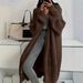 Oversized Longline Knit Cardigan For Women – Cozy Open-Front Sweater Coat With Extra Length, Thick Acrylic Blend For Autumn & Winter_voghion.com