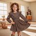 Kids’ Clothing Girl Leopard Print Long Sleeved Water Drop Collar Small Flying Sleeves Long Sleeved Ruffled Simple Dress_voghion.com