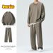 Herrenbekleidung Herren-Freizeitsportanzug Sweatshirt gerade Jogginghose Herren locker schlicht einfarbig Herrenbekleidung zweiteiliger Anzug_voghion.com