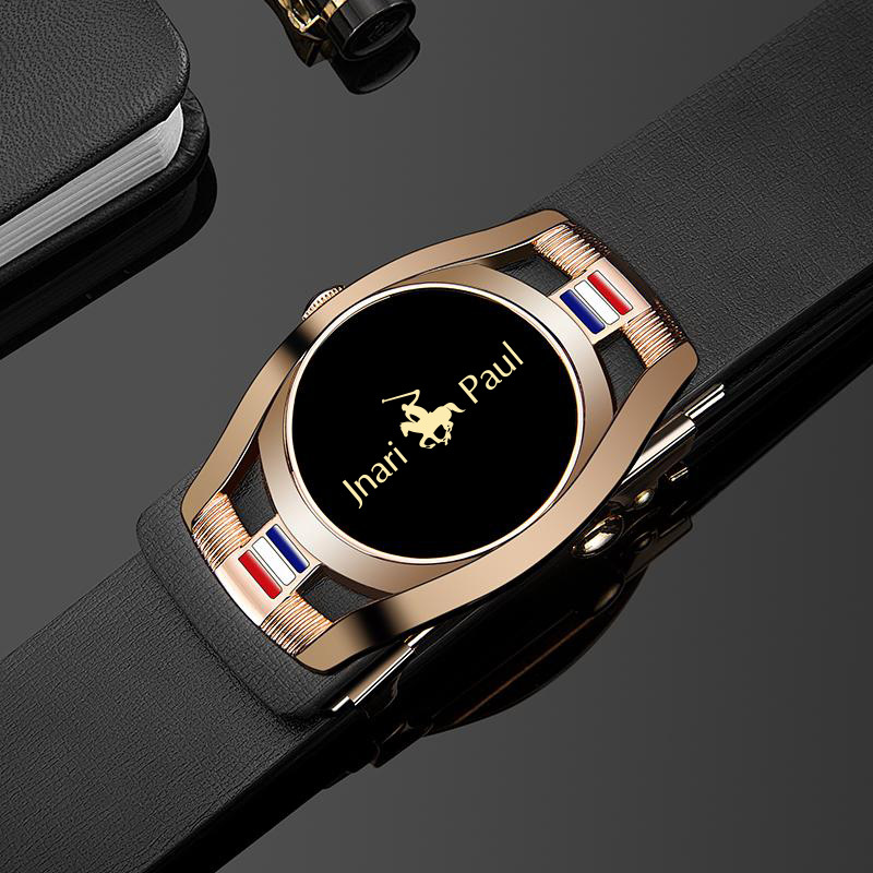 1pc Trendy Casual Men's Belt, With Toothless Automatic Buckle_voghion.com