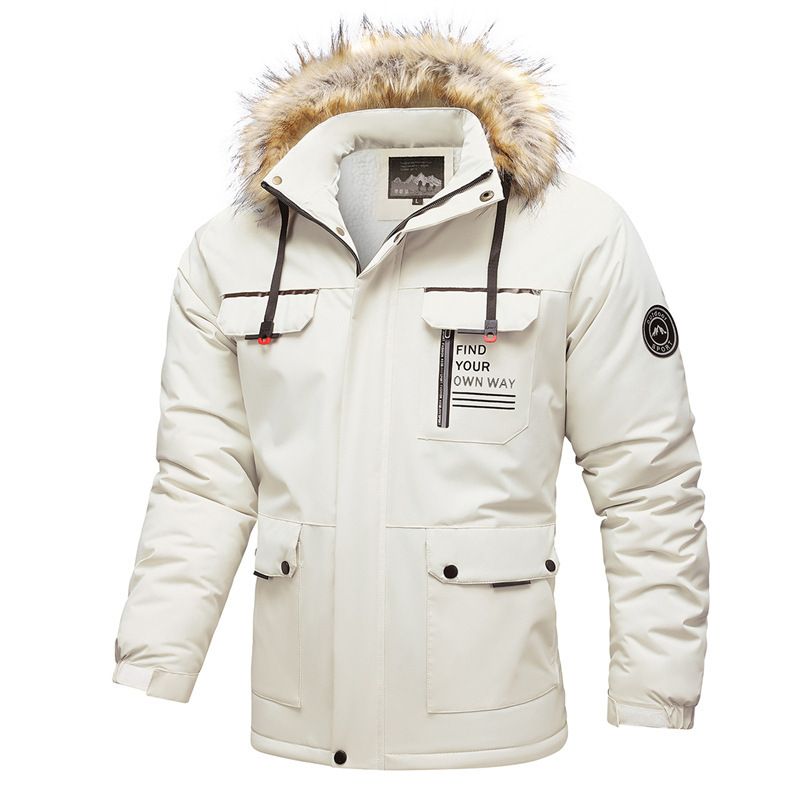 Goede plus fluweel dikke werkkleding voor heren lente en herfst casual mode, afneembare hoed jas top_voghion.com