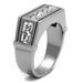 TK2376 - High polished (no plating) Stainless Steel Ring with Top Grade Crystal in Clear_voghion.com