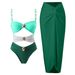 Maillot de bain deux pièces pour femme, ensemble de maillot de bain moulant en mousseline de soie_voghion.com