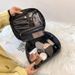 Koreanische Lingge Schwarz PU Handheld Make-Up Große Kapazität Kosmetische Lagerung Tasche Netizen Reise_voghion.com