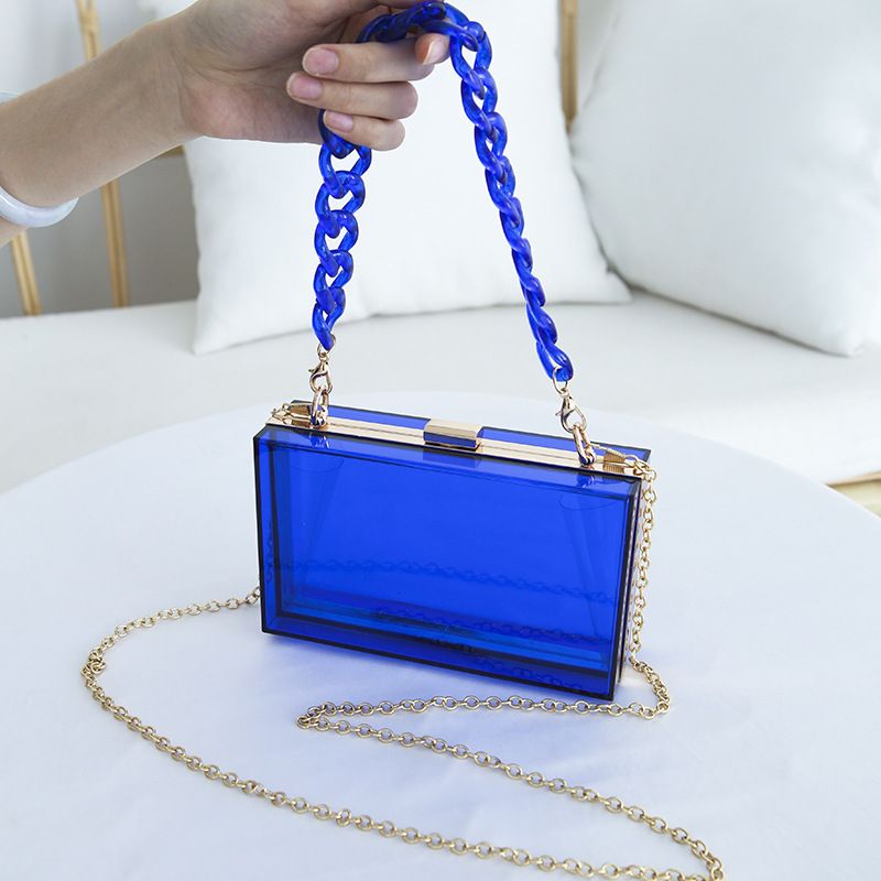 Nouveau petit sac de banquet carré en acrylique coloré en gelée, version coréenne, sac à bandoulière simple à double chaîne_voghion.com