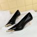 Women's shoes Thin heel metal pointed shallow shave slim spring and autumn women's single shoes_voghion.com