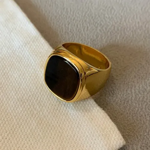 Hot Sales Foxanry Gold Color Tiger's Eye Rings For Women Couples Creative Personality Vintage Simple New Fashion Birthday Jewelry_voghion.com