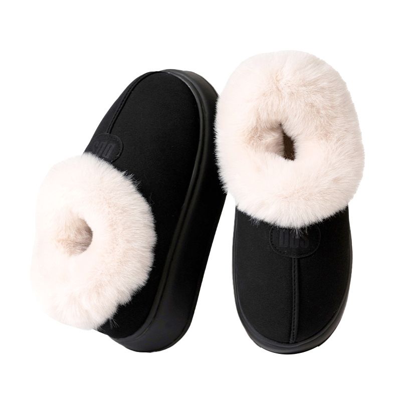 Women's Faux Fur-Lined House Slippers – Unisex Winter Warm Plush Indoor/Outdoor Shoes With Non-Slip Sole​_voghion.com