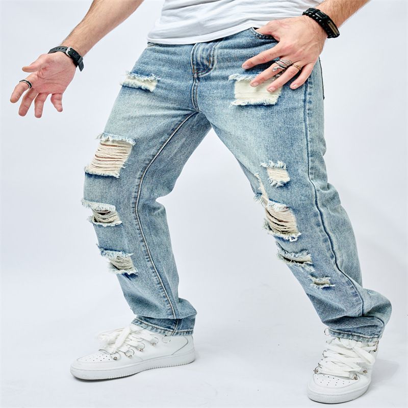 Nove moške kavbojke Casual Jeans, ohlapne, široke hlače, modne, za domačo uporabo, Selfie_voghion.com