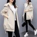 Trench oversize casual da donna con cappuccio, color cachi e nero – Giacca a vento a maniche lunghe in stile coreano con cerniera_voghion.com