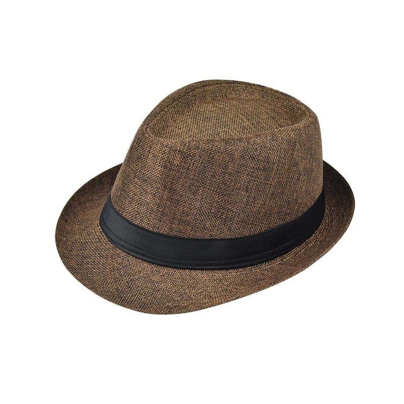Chapeau de soleil classique pour hommes d'âge moyen et âgés, petit chapeau d'été en lin, chapeau d'extérieur en herbe_voghion.com