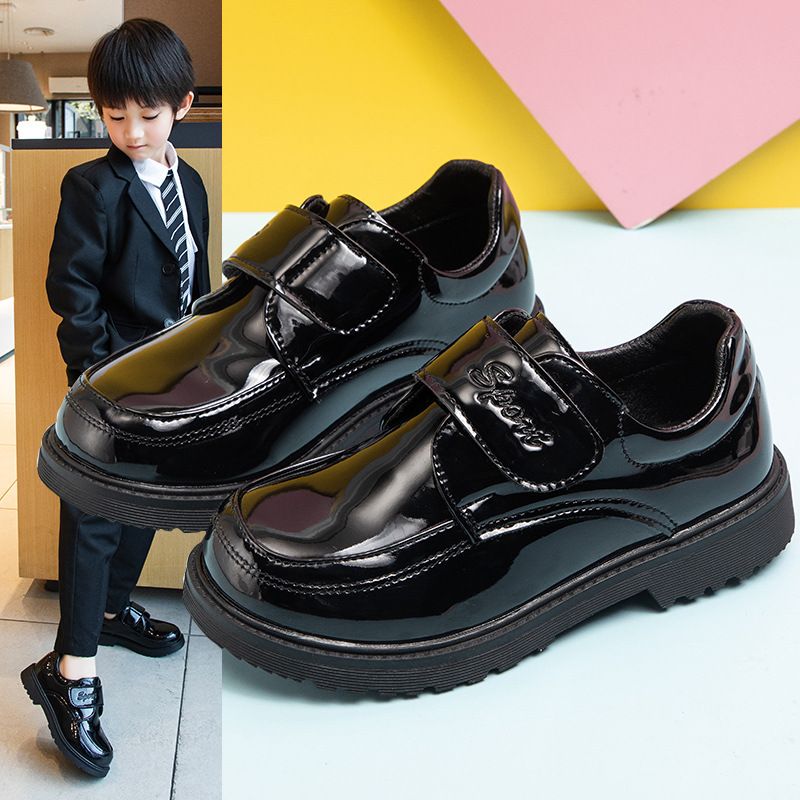 XUANMU Erkek Çocuk Ayakkabıları İlkbahar ve Sonbahar Yeni Siyah Parlak Klasik Çocuk Loafer Kız İçin Yeni Çok Yönlü Yuvarlak Burunlu Britanya Çocuk Okul Ayakkabıları Z0112_voghion.com