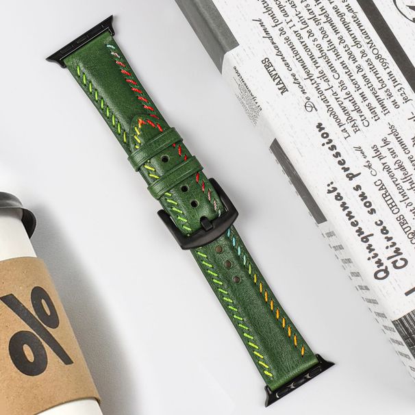 Suitable for Apple Watch strap genuine leather hand-made stitching Applei Watch S98 Ultra 2 men's and women's strap_voghion.com