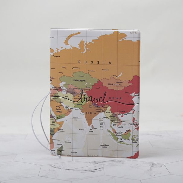 Travel Document Holder With 3D Map Design, Passport Cover, RFID Blocking, Slim Wallet For Tickets & Cards, Light Luxury Gift For Travelers_voghion.com