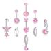 Set di 9 pezzi con anello a mezzaluna e farfalla per piercing all'ombelico_voghion.com