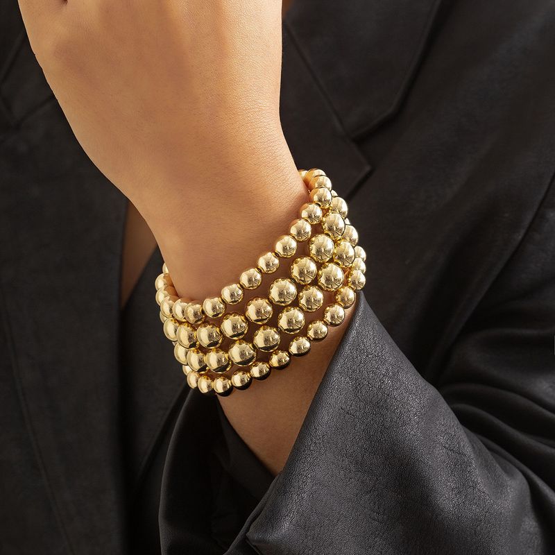 Accessories Punk Style Exaggerated Round Bead Chain Bracelet Hip Hop Trendy Geometric Metal Set Jewelry_voghion.com