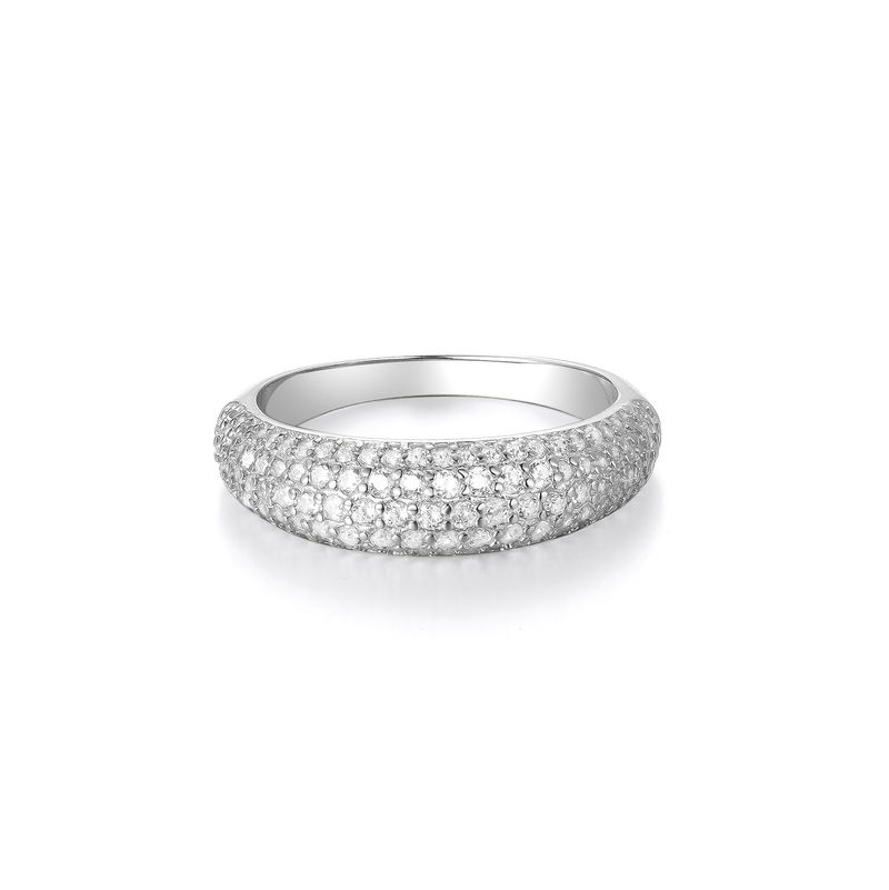 Anello cubano multifilare con diamanti in argento S Silver Street per uomo e donna, tendenza Hip-Hop, di alta gamma_voghion.com